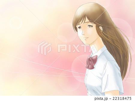 女子高生半そで(ピンク背景) 女子高生半そで(ピンク背景) 22318475