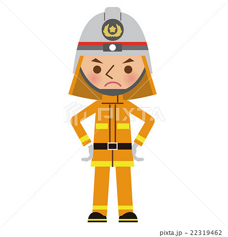 怒った表情の消防士（防火服） 22319462