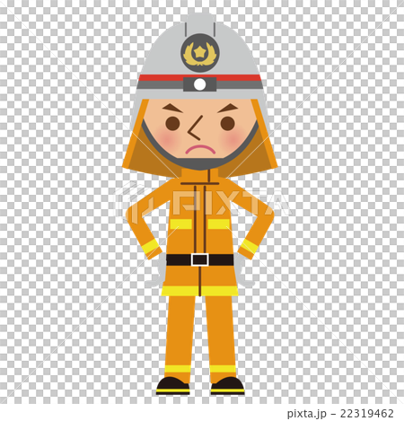 怒った表情の消防士（防火服） 22319462