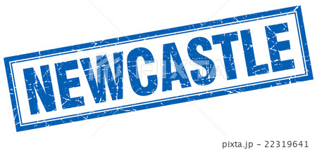 Newcastle blue square grunge stamp on white 22319641