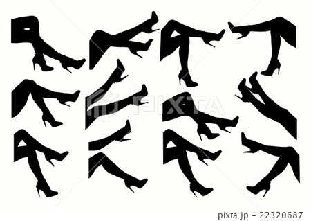 Legs with shoes. Silhouette of female legs. Legs with shoes. Silhouette of female legs. 22320687
