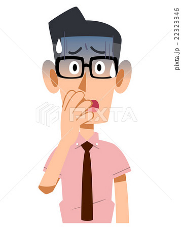 眼鏡をかけて半袖シャツを着たビジネスマンが青ざめるのイラスト素材