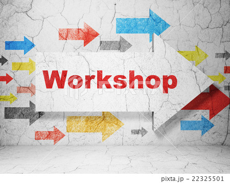 Education concept: arrow with Workshop on grunge 22325501