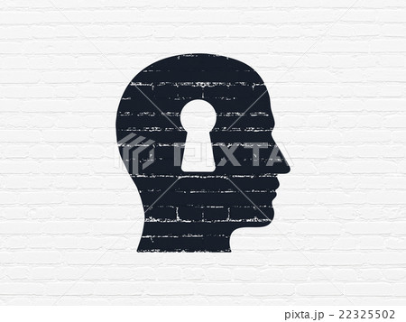Education concept: Head With Keyhole on wall 22325502
