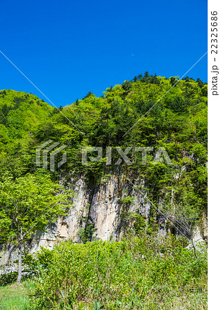 屏風岩と新緑の風景 （福島県南会津郡南会津町） 2016年5月現在 22325686