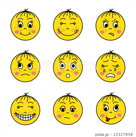 set yellow round Cartoon emoticons  22327958