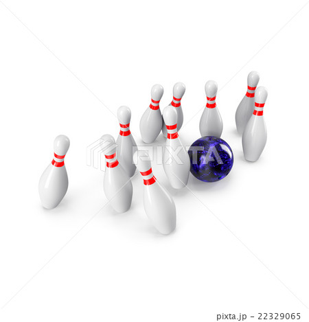 Bowling Ball crashing into the pins. 3D rendering Bowling Ball crashing into the pins. 3D rendering 22329065