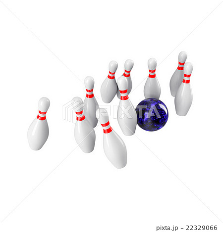 Bowling Ball crashing into the pins. 3D rendering 22329066