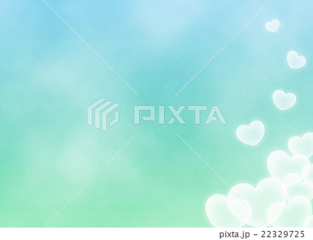 おしゃれでかわいい グラデーションとハートの背景素材 横方向 ブルーグリーンのイラスト素材 22329725 Pixta