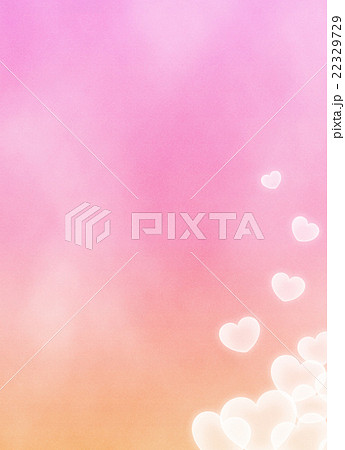 おしゃれでかわいい グラデーションとハートの背景素材 縦方向 オレンジピンクのイラスト素材 22329729 Pixta