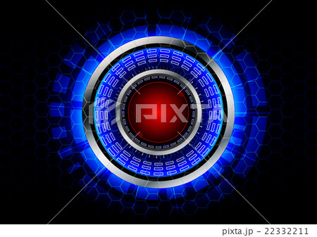 abstract circle technology with red button  22332211