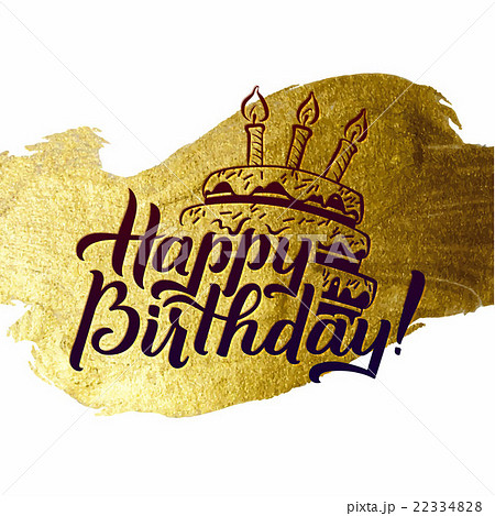 Happy Birthday Greeting Card. Gold Calligraphic 22334828