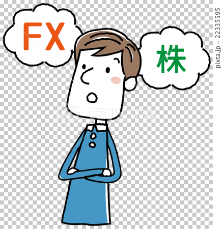 イラスト素材：若い男性　FX　株　考える 22335595
