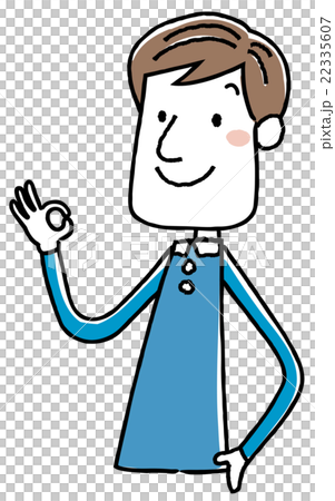 イラスト素材：若い男性　OK　サイン 22335607