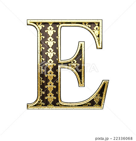 E Golden Letter 3d Illustrationのイラスト素材