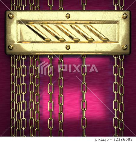 pink metal background with yellow element. 3D  22336095