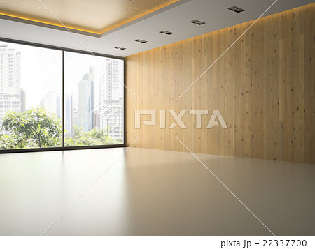 Empty room with wooden wall 3D rendering Empty room with wooden wall 3D rendering 22337700