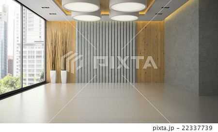 Interior of empty room with wooden wall panel Interior of empty room with wooden wall panel 22337739
