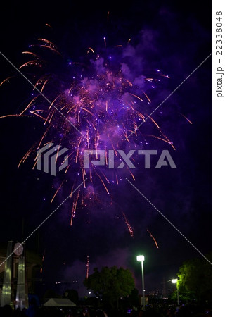 大阪生駒の花園ラグビー場の花火の写真素材