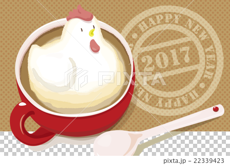 Rooster and stamp of solid latte art 22339423