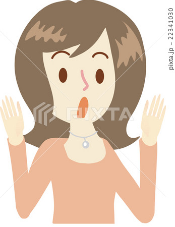 驚く 女性 イラスト 左向きのイラスト素材