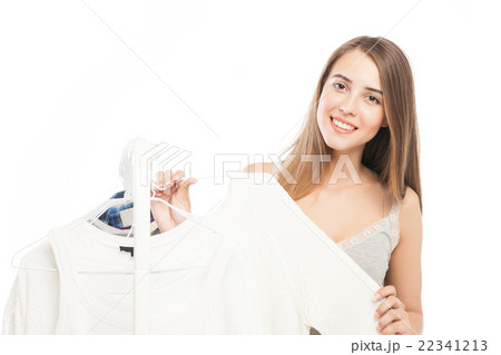 Portrait of attractive young woman with white Portrait of attractive young woman with white 22341213