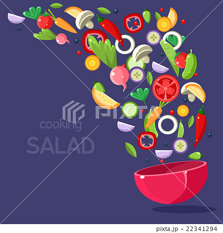 Salad Ingredients Flying Into Bowl 22341294