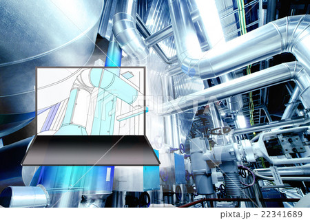 blueprint drawing combined with picture equpment 22341689