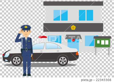 敬礼する警察官 パトカー 交番 敬礼する警察官 パトカー 交番 22343308