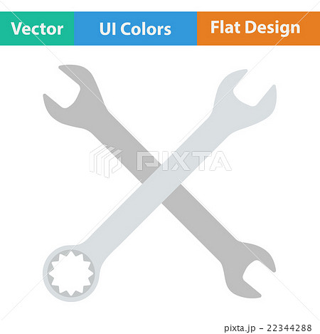 Flat design icon of crossed wrench 22344288
