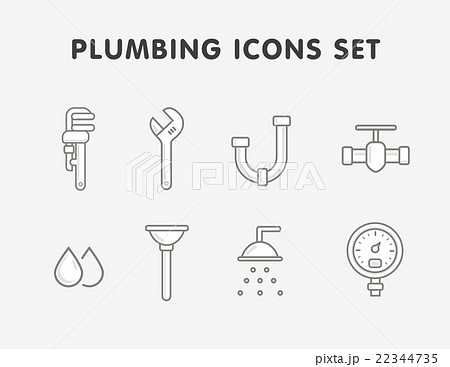 plumbing flat line icons set 22344735