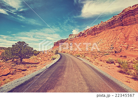 Vintage toned picture of a desert road 22345567