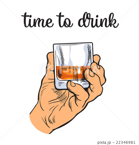 Man holds a stack with transparent alcohol 22346981