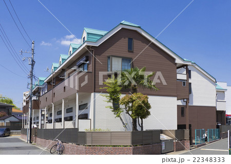 住宅　2階立て　アパート　イメージ　外観　青空　欧風調外観　ワンルームタイプ　ロフト付 22348333