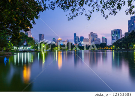 Bangkok skyline at dusk, Lumpini Park, Bangkok 22353683