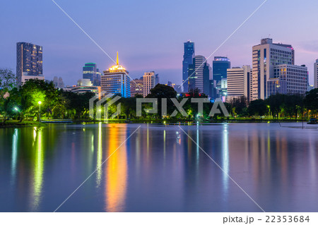 Bangkok skyline at dusk, Lumpini Park, Bangkok 22353684