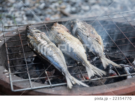 Grilling fish on barbecue 22354770