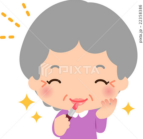 お化粧をする笑顔のシニア女性 お化粧をする笑顔のシニア女性 22358386