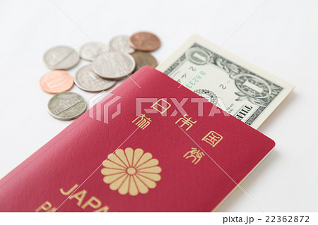 パスポートとドルとセント　白バック 22362872