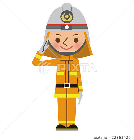敬礼する消防士 防火服 のイラスト素材