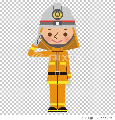 敬礼する消防士(防火服) 敬礼する消防士(防火服) 22363426