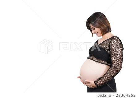 Pregnant woman Looking belly 9 months, the prenatal Pregnant woman Looking belly 9 months, the prenatal 22364868