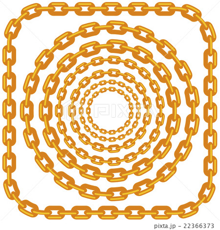Set of Circle Gold Chain Frames Isolated Set of Circle Gold Chain Frames Isolated 22366373