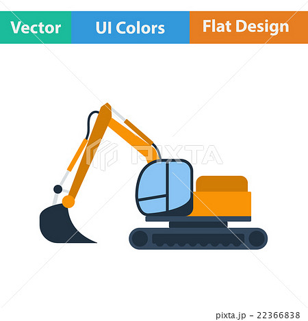 Flat design icon of construction bulldozer Flat design icon of construction bulldozer 22366838
