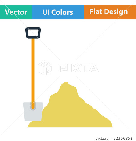 Flat design icon of Construction shovel and sand 22366852