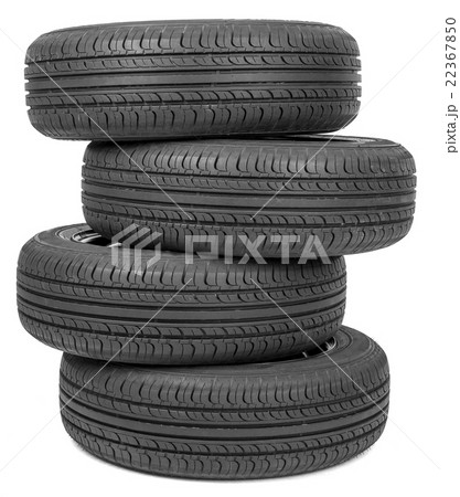 Stack of four wheel black tyres for summer Stack of four wheel black tyres for summer 22367850