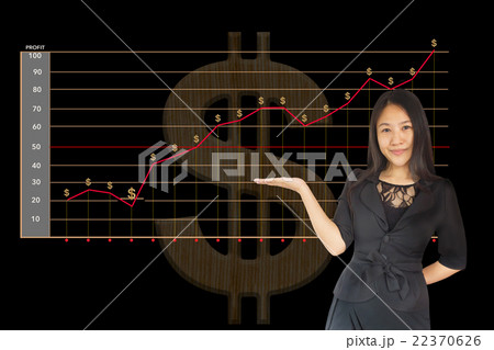 Asian business women presenting something on profit diagram 22370626