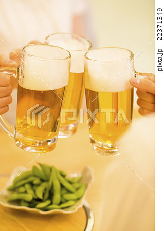 居酒屋で乾杯する若い男女 22371349