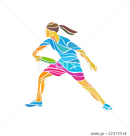 Female Player Is Playing Ultimate Frisbee Vectorのイラスト素材