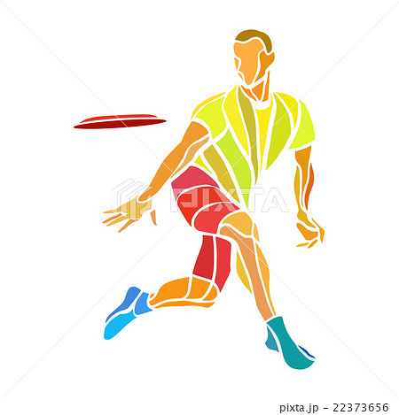 Sportsman Throwing Ultimate Frisbee Color Vectorのイラスト素材